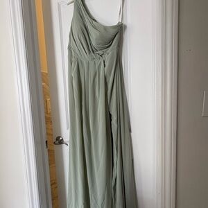 Azazie Sage Green One-Shoulder Maxi Dress